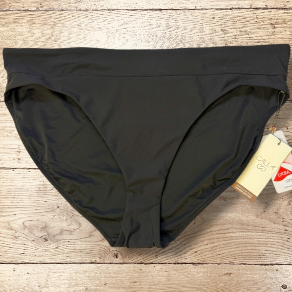 CALIA Womens Mid Rise Wide Banded Swim Bikini Bottoms NWT - Size XXL - Black - Picture 1 of 11